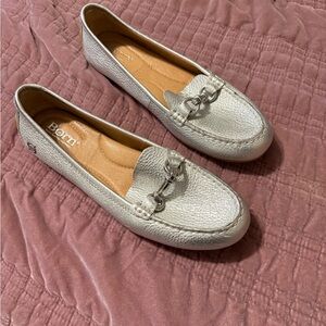 Born Silver Leather Bit Loafers